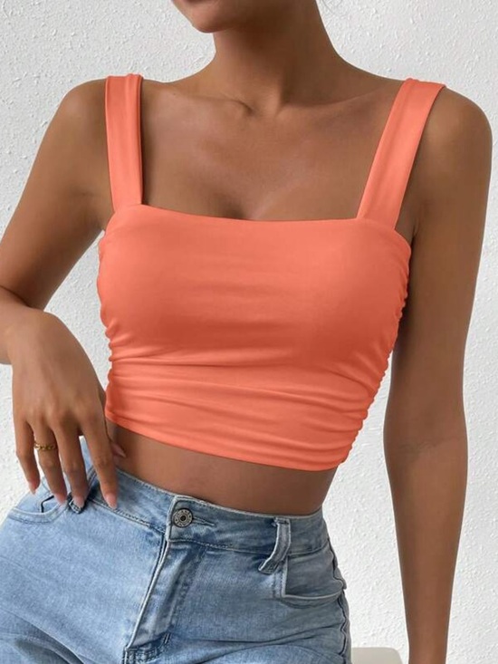 SHEIN Tops - SHEIN Coral Square Neck Cropped Tank Top small